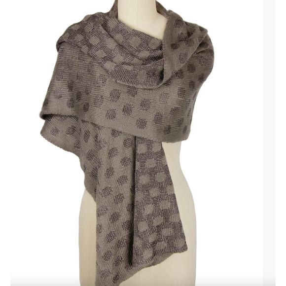 SAACHI NIALEY POLKA DOT SCARF GREY METALLIC TS6546 - Picture 1 of 7